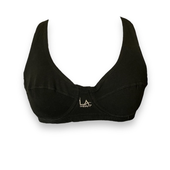 Vintage LA Gear Women's Black Sports Bra Size 42C Wireless Wide Straps - Picture 2 of 8